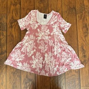Agnes and Dora Small Pink Floral Womens Muse Short Sleeve Top Blouse Shirt